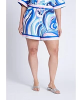 Eloquii Women's Printed Short With Border