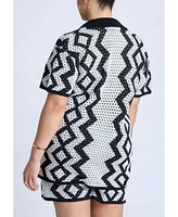 Eloquii Women's Oversized Crochet Button Up