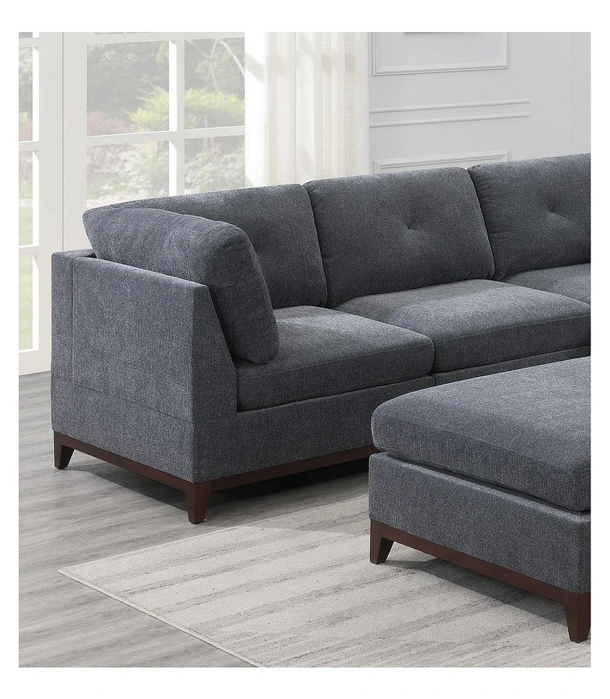 6-piece Chenille Modular Sectional with Ottoman