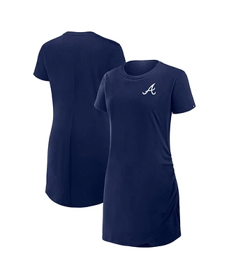 Fanatics Women's Navy Atlanta Braves Ruched Drape T-Shirt Dress