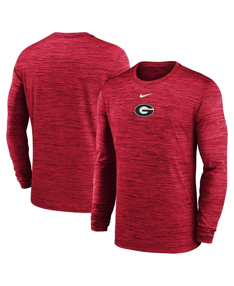 Nike Men's Red Georgia Bulldogs 2025 Sideline Velocity Performance Long Sleeve T-Shirt