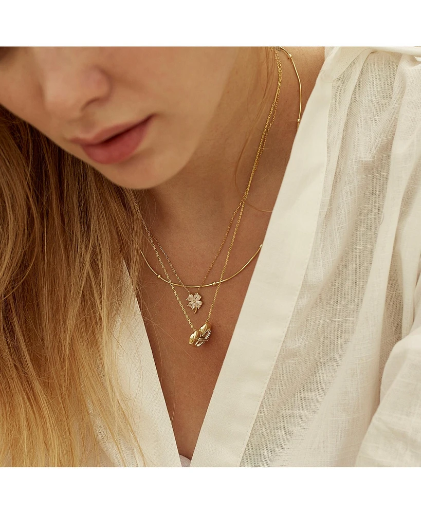 Spero London Four Leaf Clover Sterling Silver Necklace - White