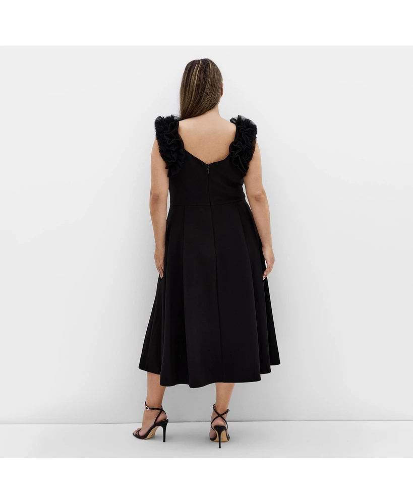 City Chic Plus Roselyn Ruffle Tulle Midi Dress