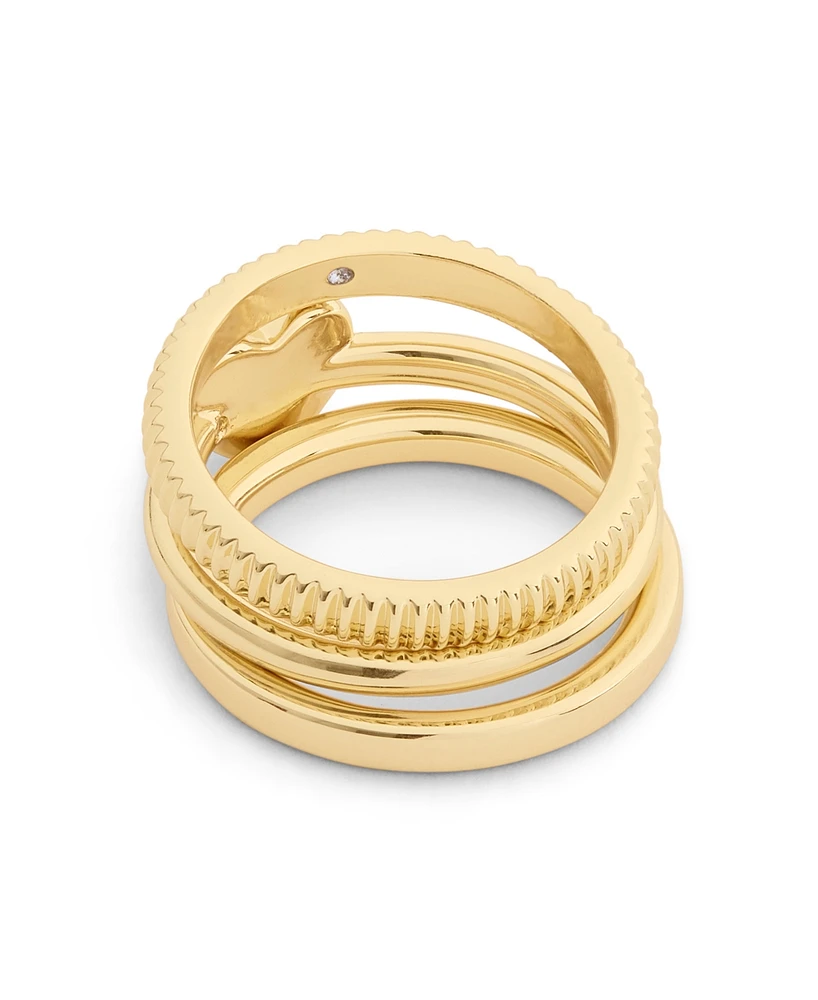 Coach Gold Signature Heritage Trio Ring Set