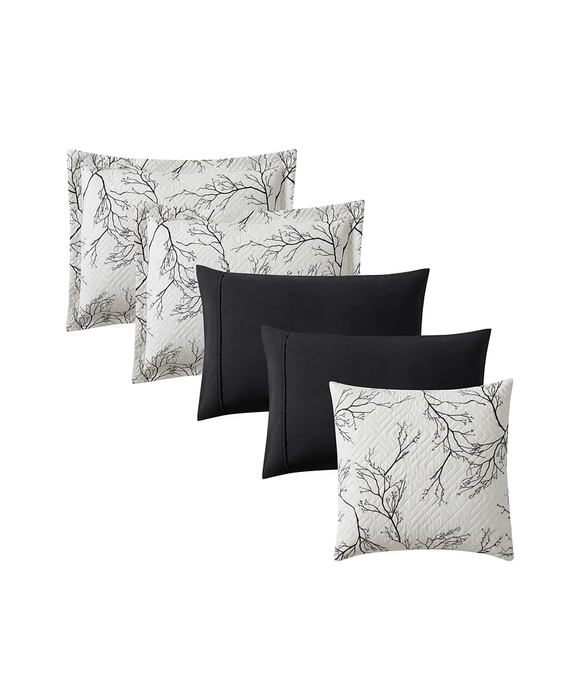 Nestl Branches Reversible 5-Pc. Quilt Set, Full/Queen