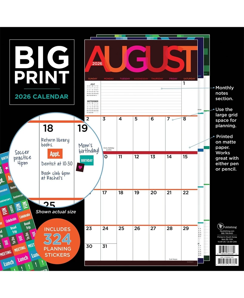 2026 Big Print Wall Calendar