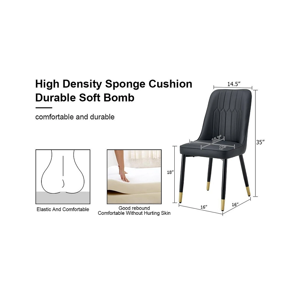 2 Black Pu Dining and Living Room Chairs (Set of 2)