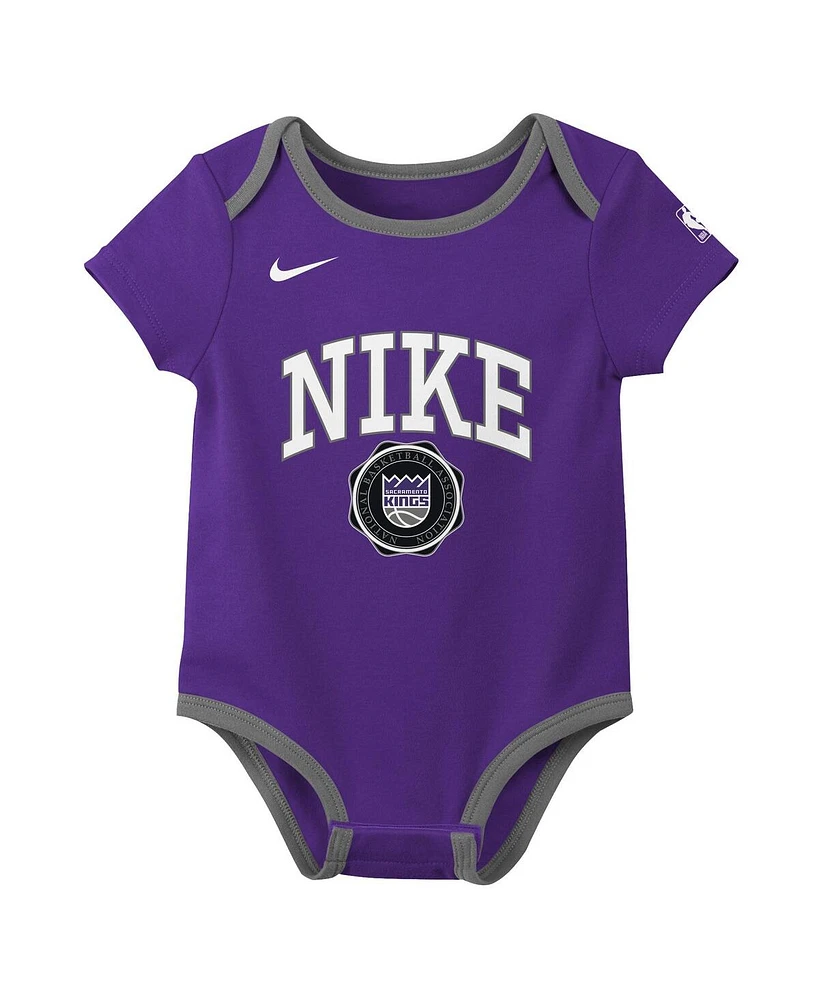 Nike Baby Boys and Girls 2-Pack Purple/Black Sacramento Kings Just Do It Bodysuit Set