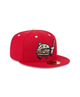 New Era Men's Red Akron RubberDucks Theme Nights 59FIFTY Fitted Hat