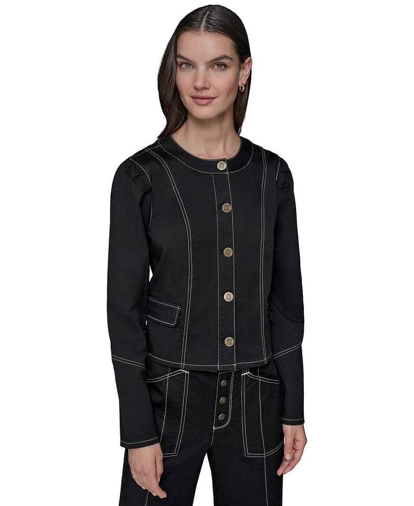 Karl Lagerfeld Paris Women's Cropped Denim Jacket