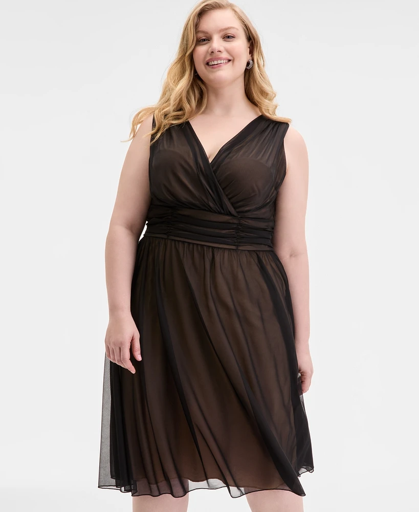 Connected Plus Sleeveless Chiffon Midi Dress
