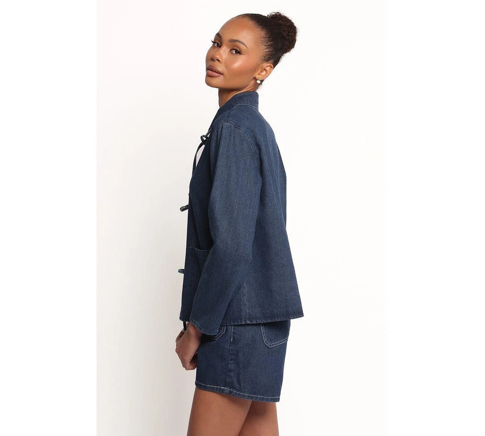 Petal and Pup Women's Avon Bow Front Denim Shacket