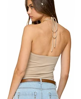 Edikted Women's Colbie Faux Suede Fringe Trim Bodysuit