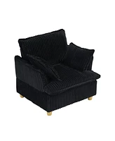 Corduroy Sofa with Ottoman & Pillows