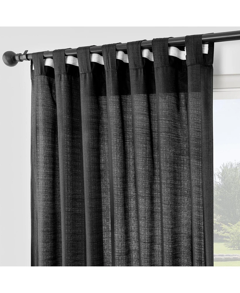 Rustic Weave Linen Curtains (2 Panels) Sheer Window Panel Set, Rod Pocket Curtains