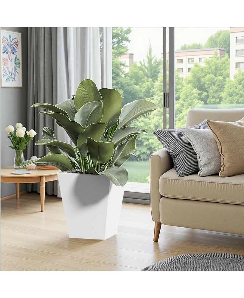 18" Metal Tapered Planter - Burnished White