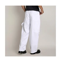 Campus Sutra Men's Chalk White Relaxed-Panel Cargo Trousers