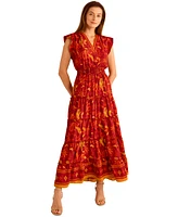 Vince Camuto Women's Ruffle-Sleeve Tiered Maxi Dress