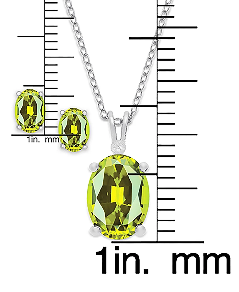 2-Pc. Set Peridot Oval Pendant Necklace & Matching Stud Earrings (1-7/8 ct. t.w.) in Sterling Silver