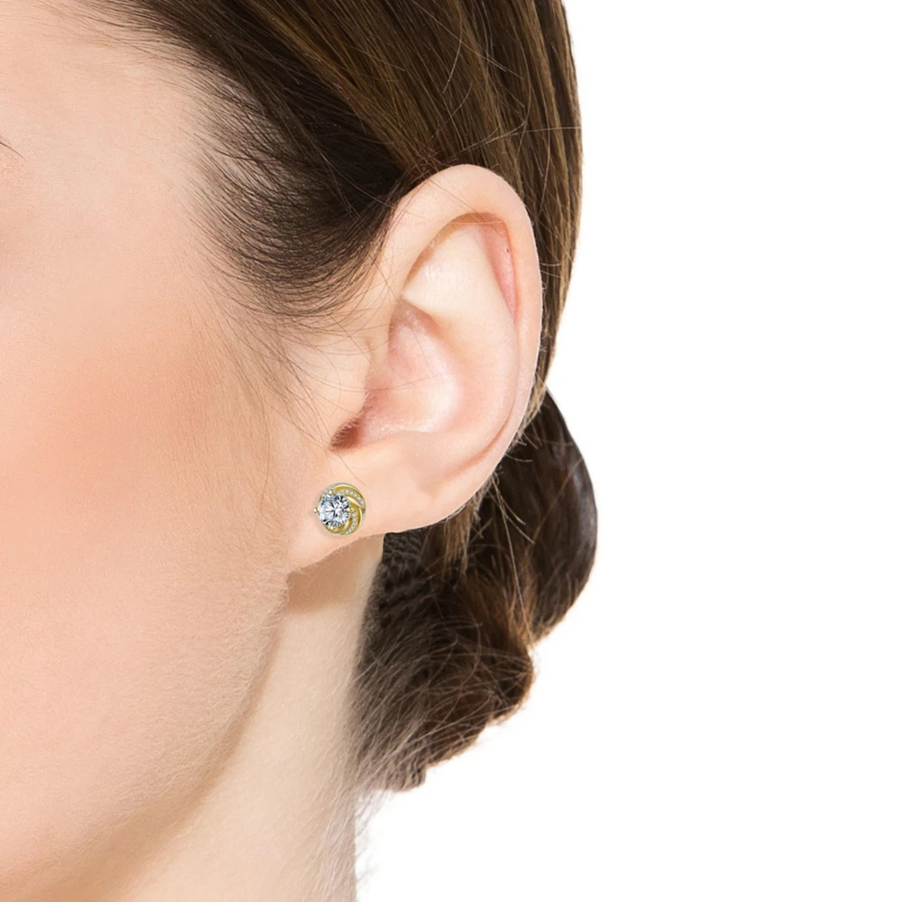 Clear Cubic Zirconia Whirl Pool Inspired Stud Earrings