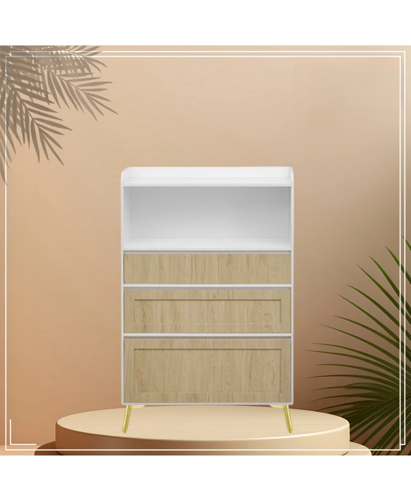 White Wood 3-Drawer Storage Cabinet
