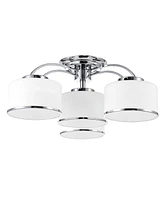 Cwi Lighting 28" Metal Frosted 4 Light Drum Shade Flush Mount