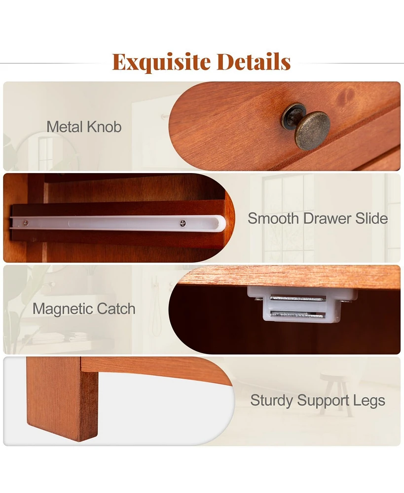 Bathroom Freestanding Storage Cabinet with Single Glass Door