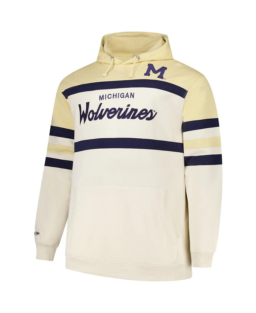Mitchell & Ness Men's Cream Michigan Wolverines Big Tall Head Coach Pullover Hoodie