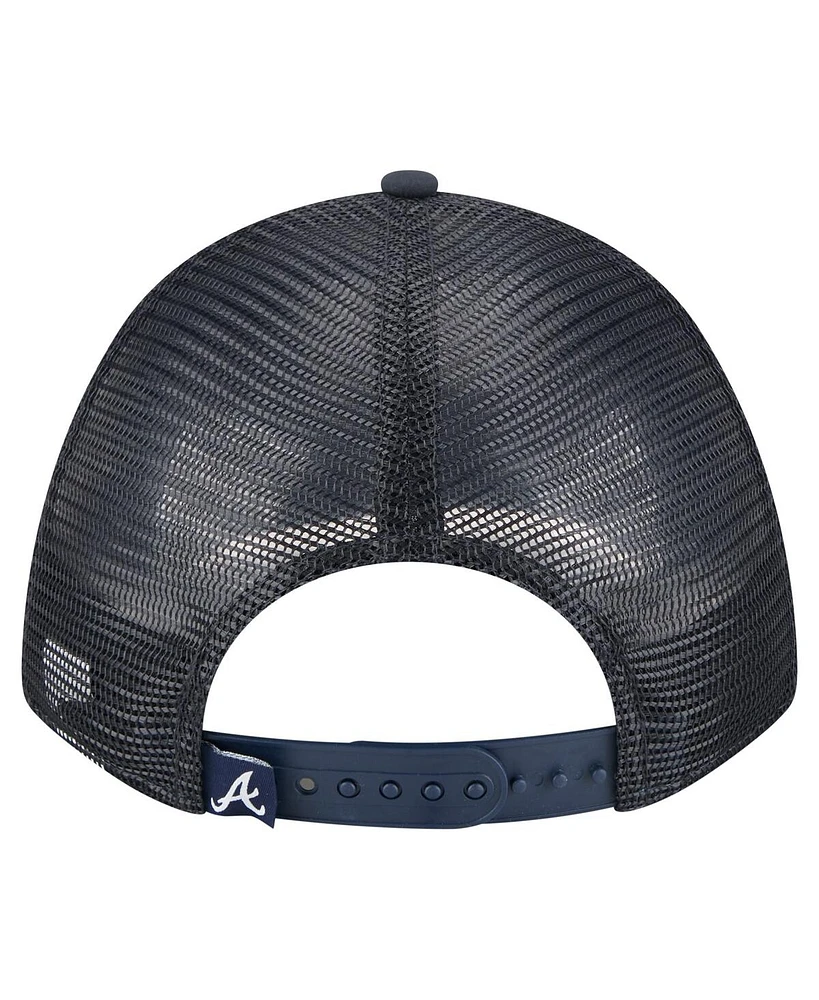New Era Men's Navy Atlanta Braves Minimalist 9FORTY A-Frame Adjustable Hat