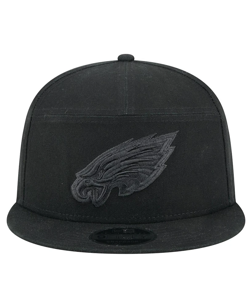 New Era Men's Black Philadelphia Eagles Adventure Canvas Split Panel 9FIFTY Snapback Hat