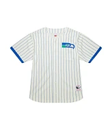Mitchell & Ness Men's Cream Seattle Seahawks Vintage Logo Final Seconds Full-Button Mesh Top