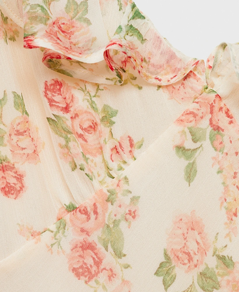 Mango Women's Bow Detail Floral Midi Dress