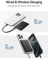Baseus Picogo 5000mAh MagSafe Power Bank Wireless Charger with Usb-c Braided Cable Fast Charging Portable Battery Pack for iPhone Pink