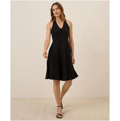 Pact Women's Fit & Flare Gathered Halter Dress