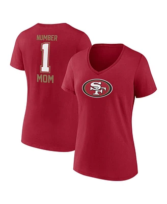 Fanatics Women's Scarlet San Francisco 49ers Plus Size Mother's Day 1 Mom V-Neck T-Shirt