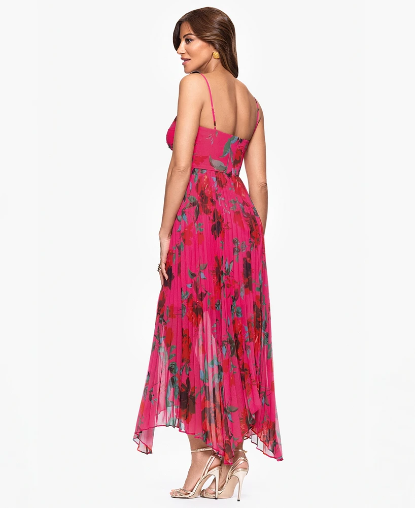 Xscape Women's Printed Sweetheart Spaghetti-Strap Dress
