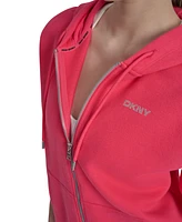 Dkny Sport Women's Studded Mini-Logo Full-Zip Fleece Hoodie