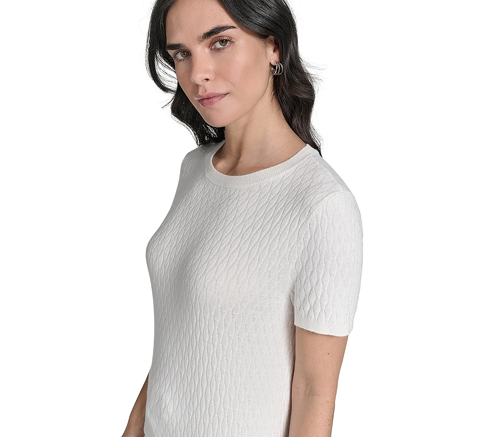 Calvin Klein Petite Crewneck Textured Knit Sweater