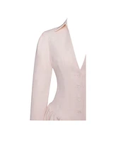 Miss Circle Women's Xabrina Macaron Pink Long Sleeve Shirt Mini Dress