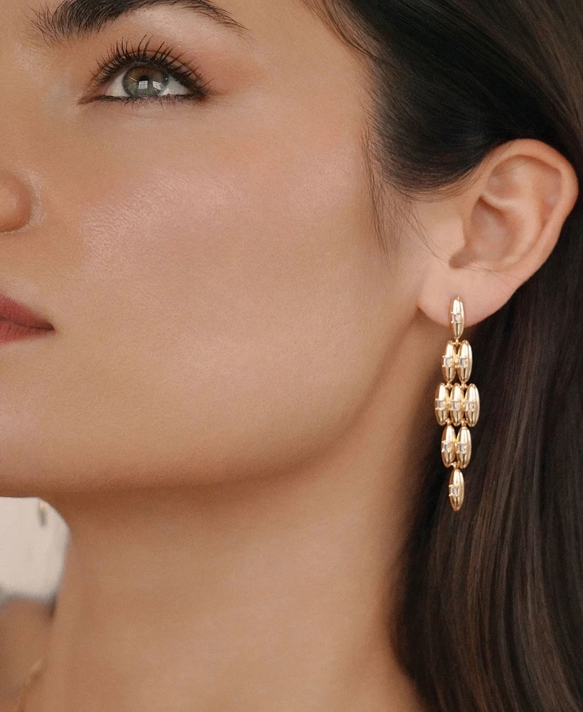 Ettika Oval Dome Baguette Diamond Shape Dangle Earrings