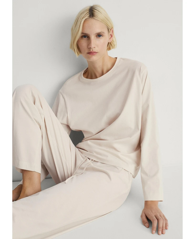 Mango Women's 2-Piece Plain Cotton Pajama Set