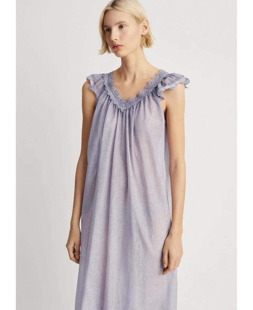 Mango Women's Overdyed Lace Cotton Nightdress