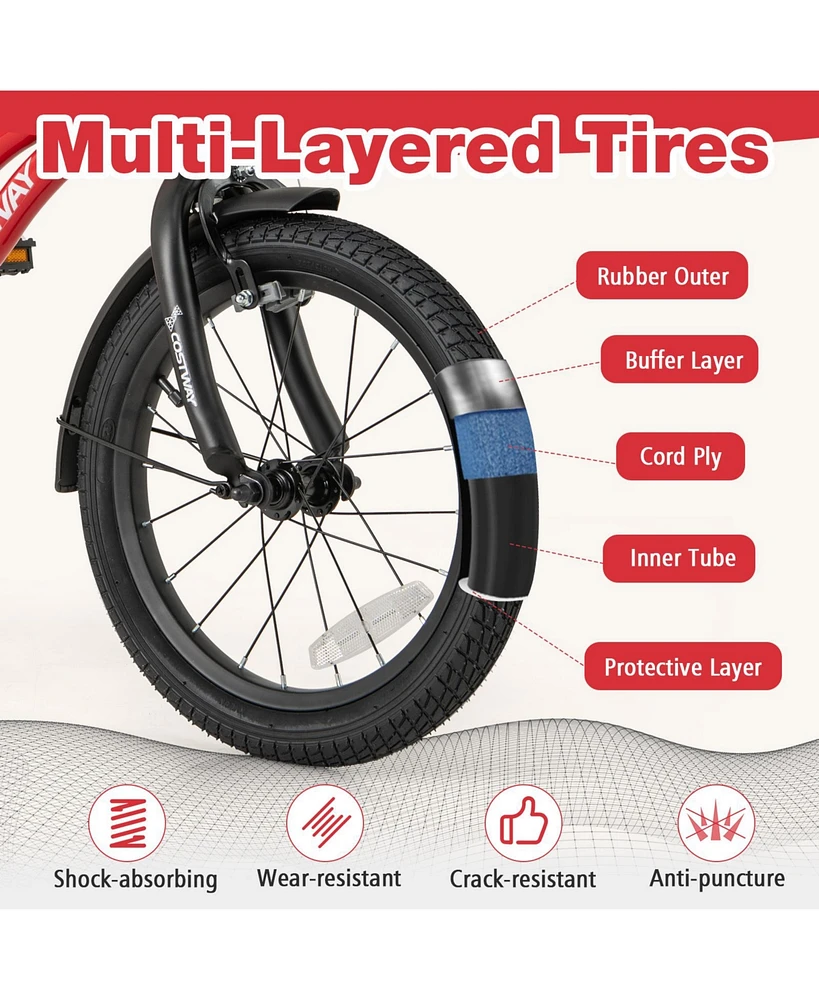 Bicycle for Kids with Adjustable Seat Bell Reflectors for Visibility
