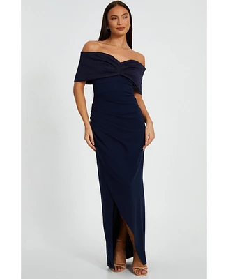 Quiz Women's Scuba Crepe Contrast Wrap Maxi Dress