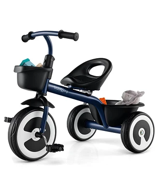 Toddler Tricycle with Adjustable Seat and Storage Baskets for 1.5-5 Years Old