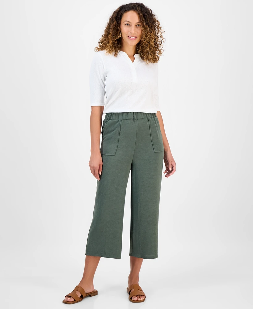 Style & Co Petite High-Rise Pull-On Wide-Leg Pants, Exclusively at Macy's