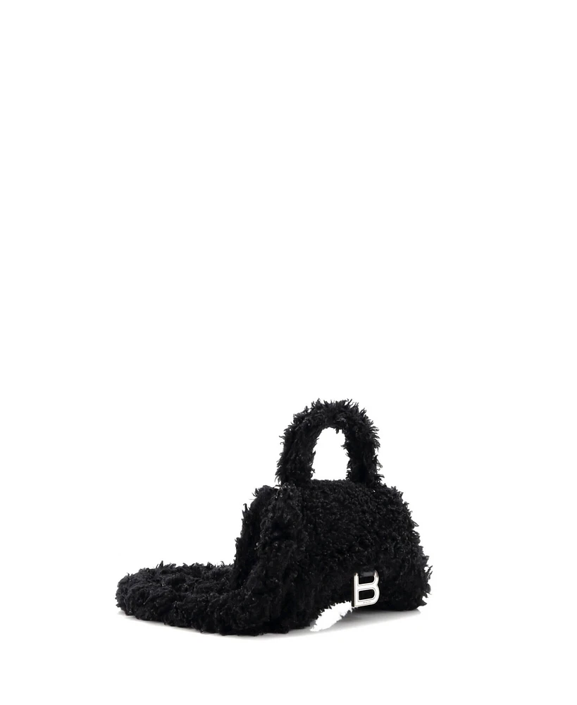 Pre-Owned Balenciaga Small Fluffy Hourglass Top Handle Bag Faux Fur