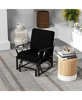 Slickblue Patio Glider Rocking Chair with Thick Cushion and Curved Armrest