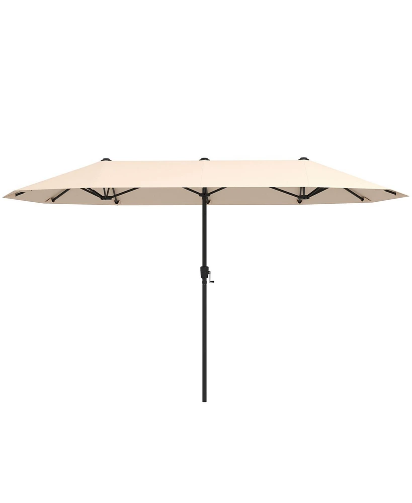 Extra Wide Patio Market Umbrella Double-Sided with Crank for Outdoor Tables
