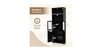 6-Tier Freestanding Bathroom Cabinet with 2 Open Compartments and Adjustable Shelves